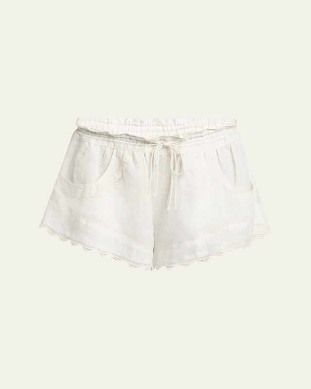 Lola Ladder Stitch Scallop Drawstring Shorts